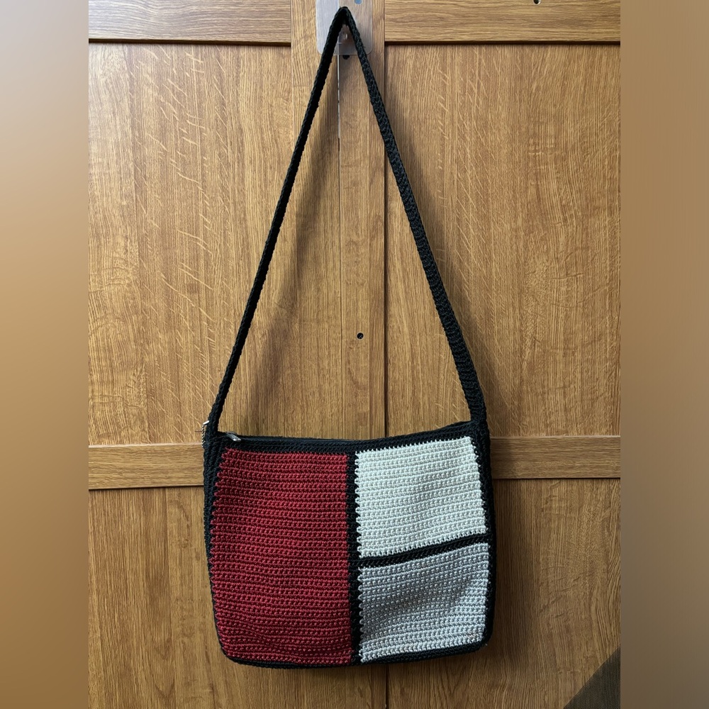 Sak - Crochet Tan/ Taupe  9.5” x Wide 12” x Strap 16”